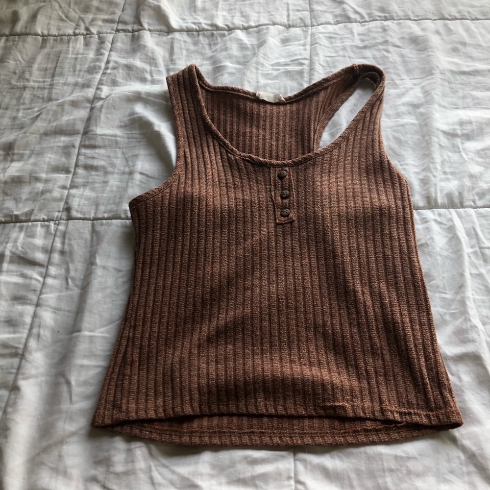 Rust Orange Tank Top with Buttons